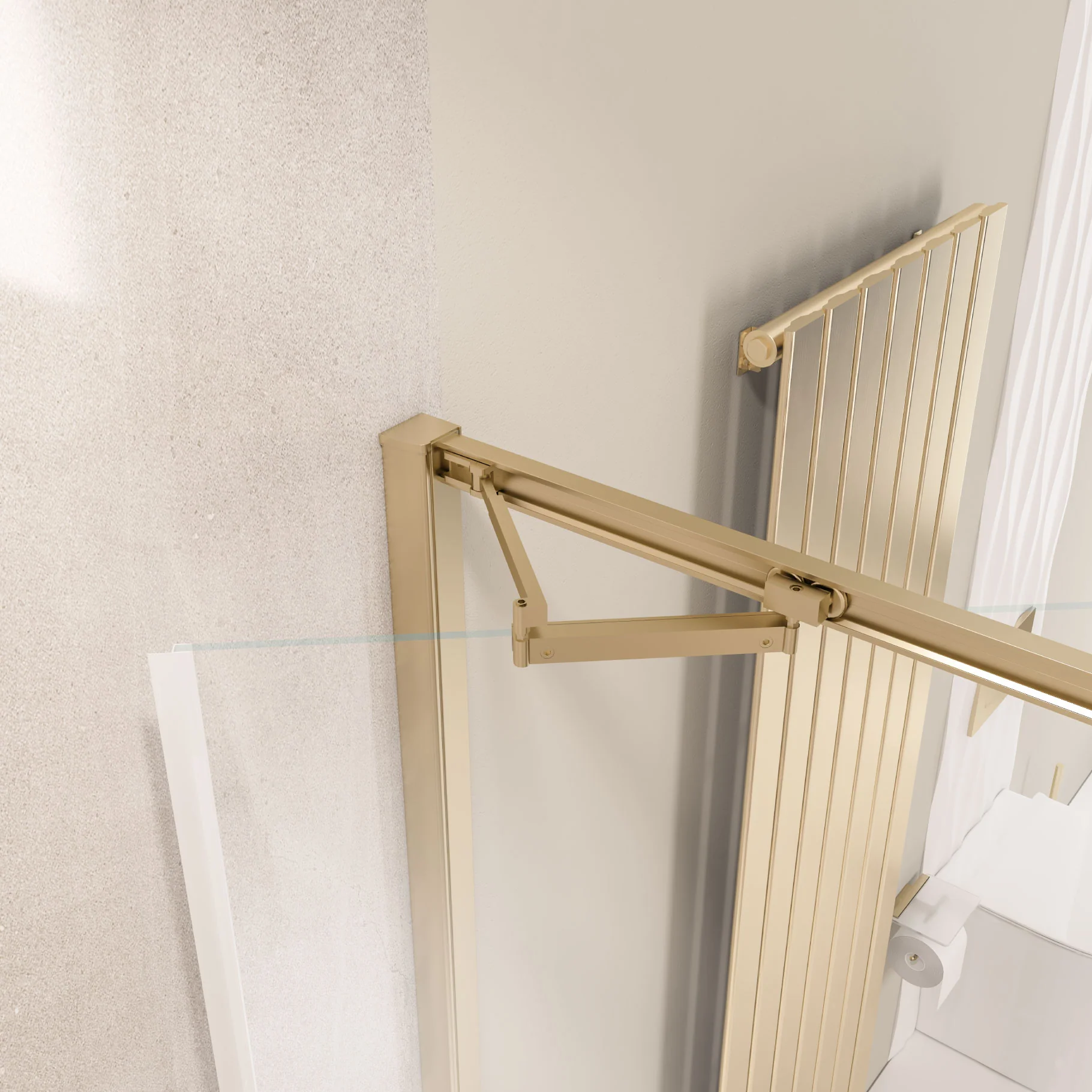 Eastbrook Corniche 2000 Inklapbare Douchedeur 200×70 cm 8 mm, Geborsteld Messing