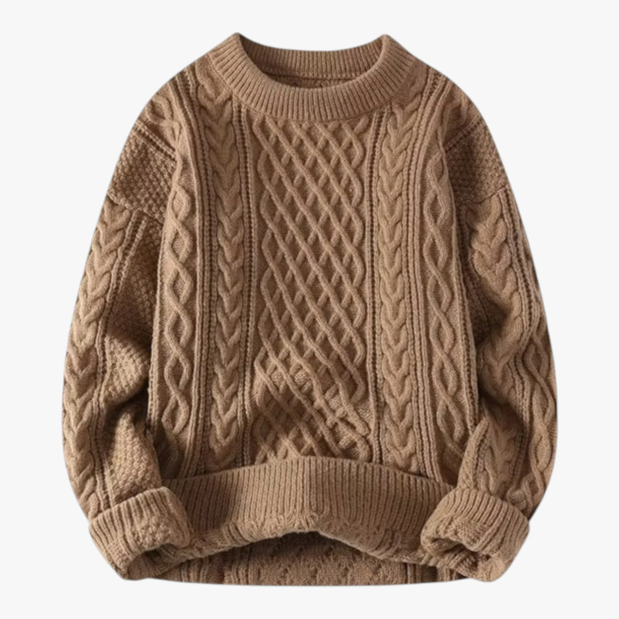 Heren Casual Gebreide Trui voor de Herfst – Khaki