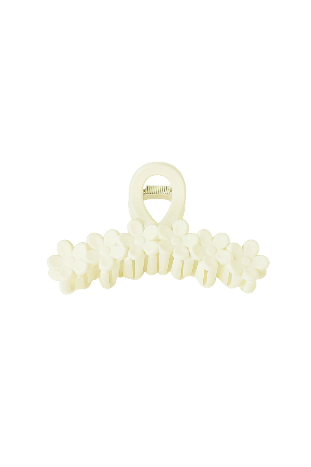 Haarklem bloemetjes op een rij – creme Plastic