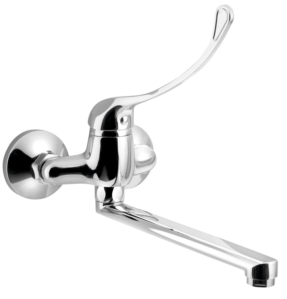 Aqualine 35 Medicinale Wand Wastafelkraan 10 Cm Hartafstand Rechte Uitloop 22 Cm Chroom