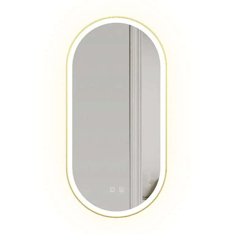 LED WANDSPIEGEL OVL 50x100cm borstel goud LED WANDSPIEGEL OVL 50x100cm borstel goud
