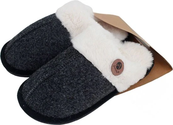 ATTREZZO® Pantoffels Dames – Maat 38-39 – Antraciet – Heerlijk warm!