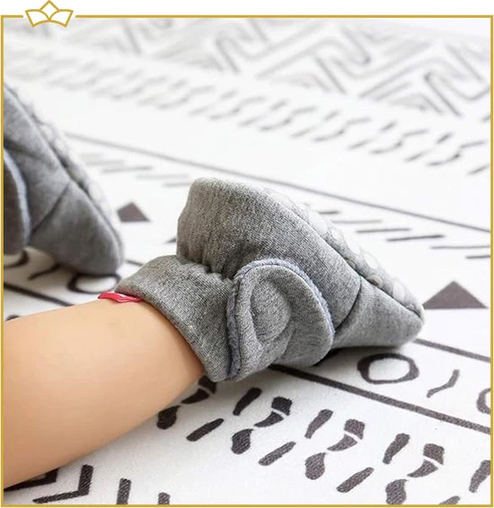 ATTREZZO® Baby slofjes – Pantoffels – Grijs – 18-24 maand – Met klittenband