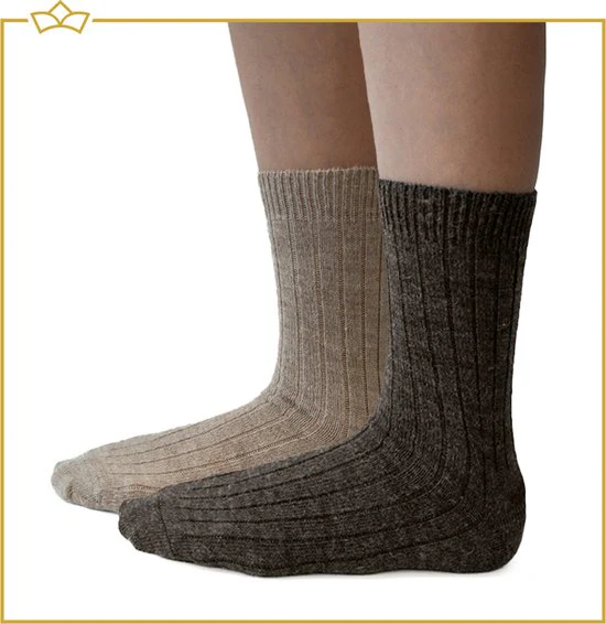 ATTREZZO® 2 paar Alpaca sokken – maat 35-38 – Lichtbruin/Donkerbruin