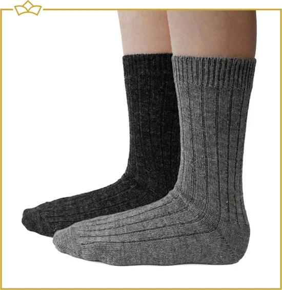 ATTREZZO® 2 paar Alpaca sokken – maat 35-38 – Lichtgrijs/Antraciet