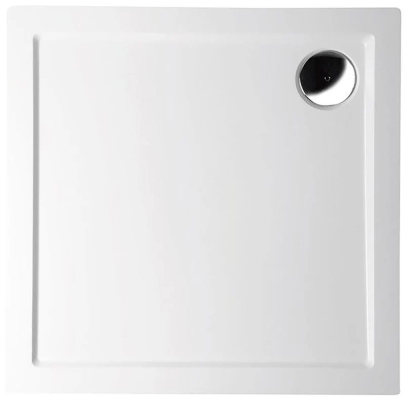 AURA Vierkant Gegoten Marmer Douchebak 100 x 100 x 4 cm, Wit
