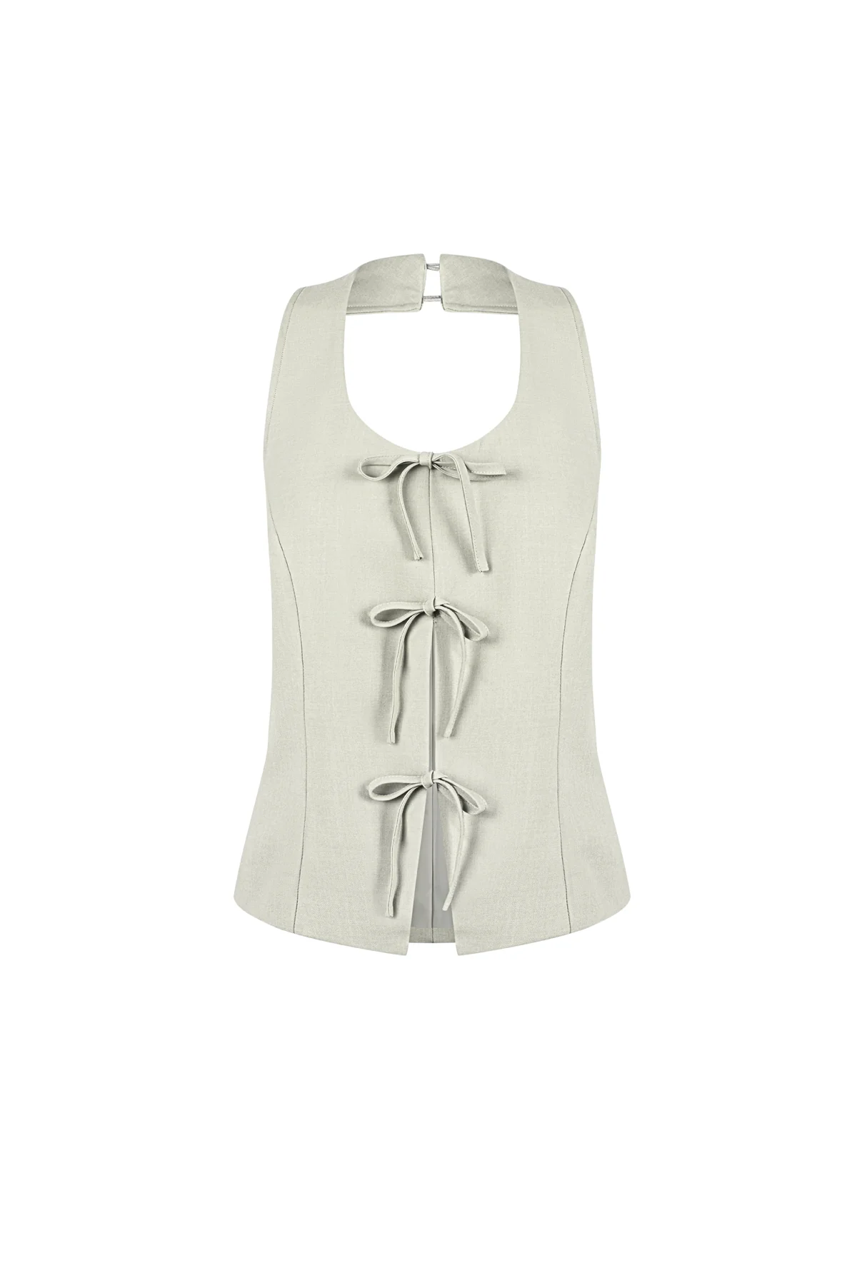 Geweven Polyestervezel Vrouwen Mouwloze Top Casual Boog Detail