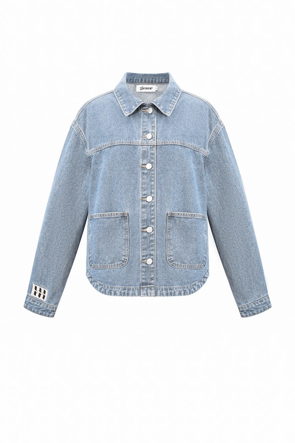 Denim Vrouwen Jas Classic Fit met Merklogo Patch Denim Vrouwen Jas Classic Fit met Merklogo Patch