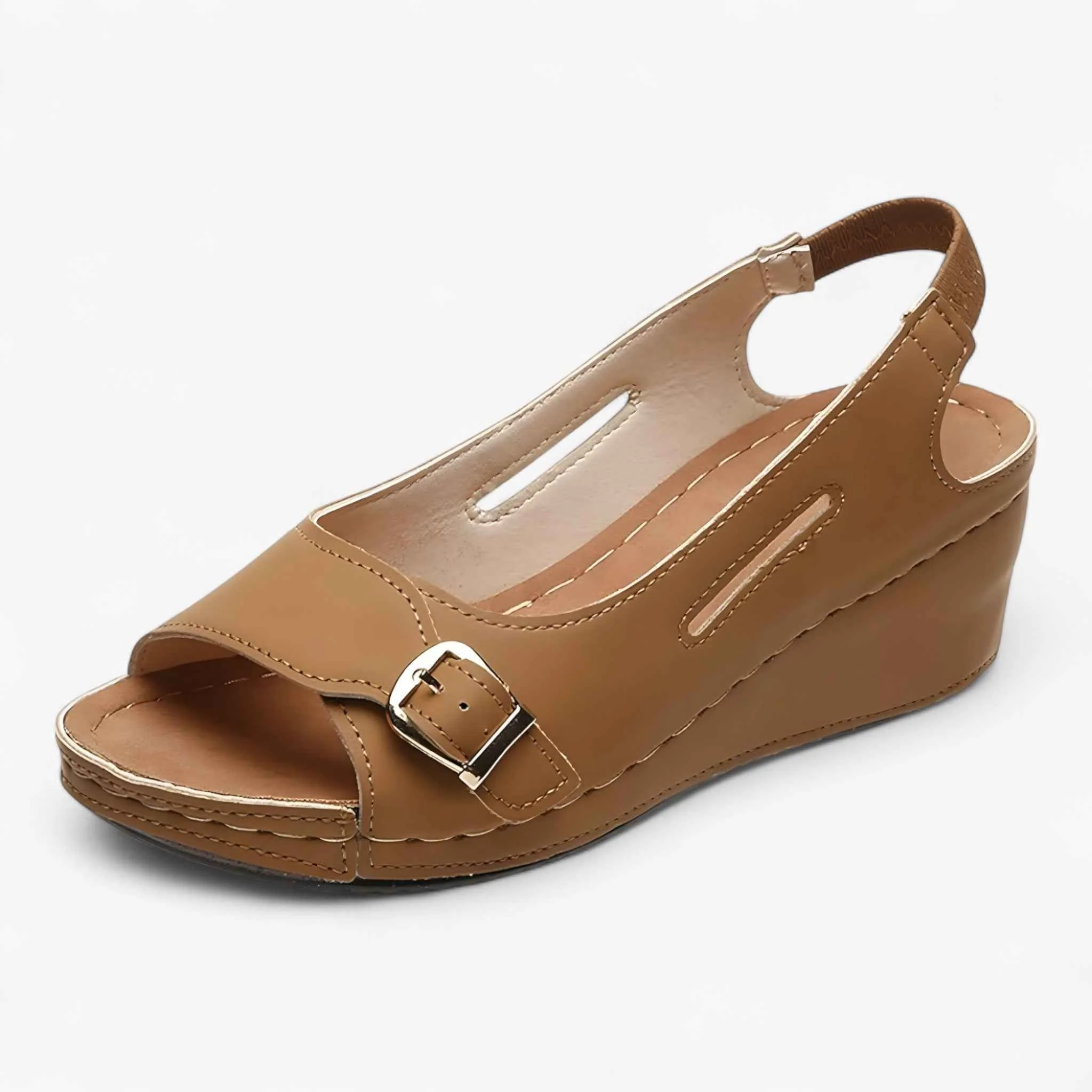 Comfortabele Dames Sandalen van Zwart Leer met Lage Sleehak – Ideaal voor de Zomer