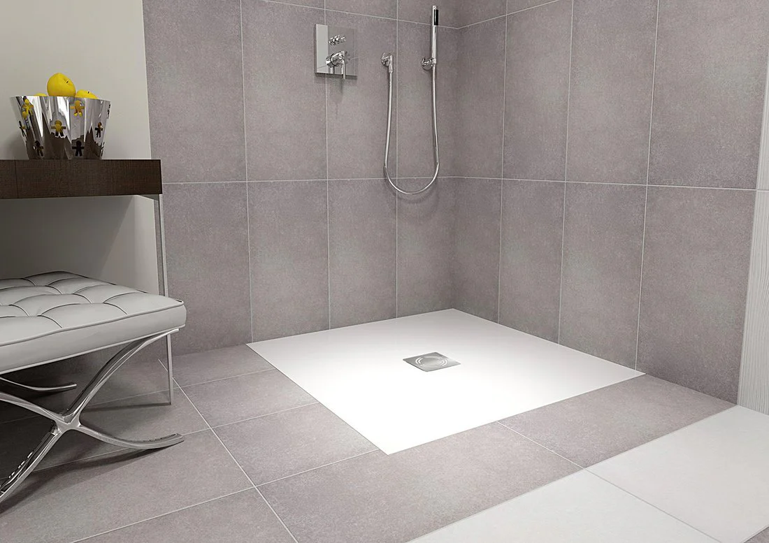 Flexia zaagbare douchebak Cast Marble 100×100 cm Vierkant Wit