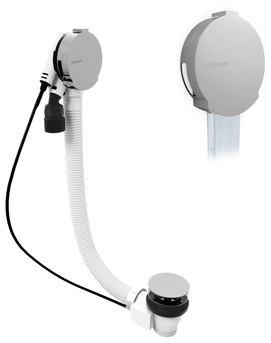 Polysan Afvoerplug Met Badvulling (L) 600 mm Met Plug 72 mm Chroom
