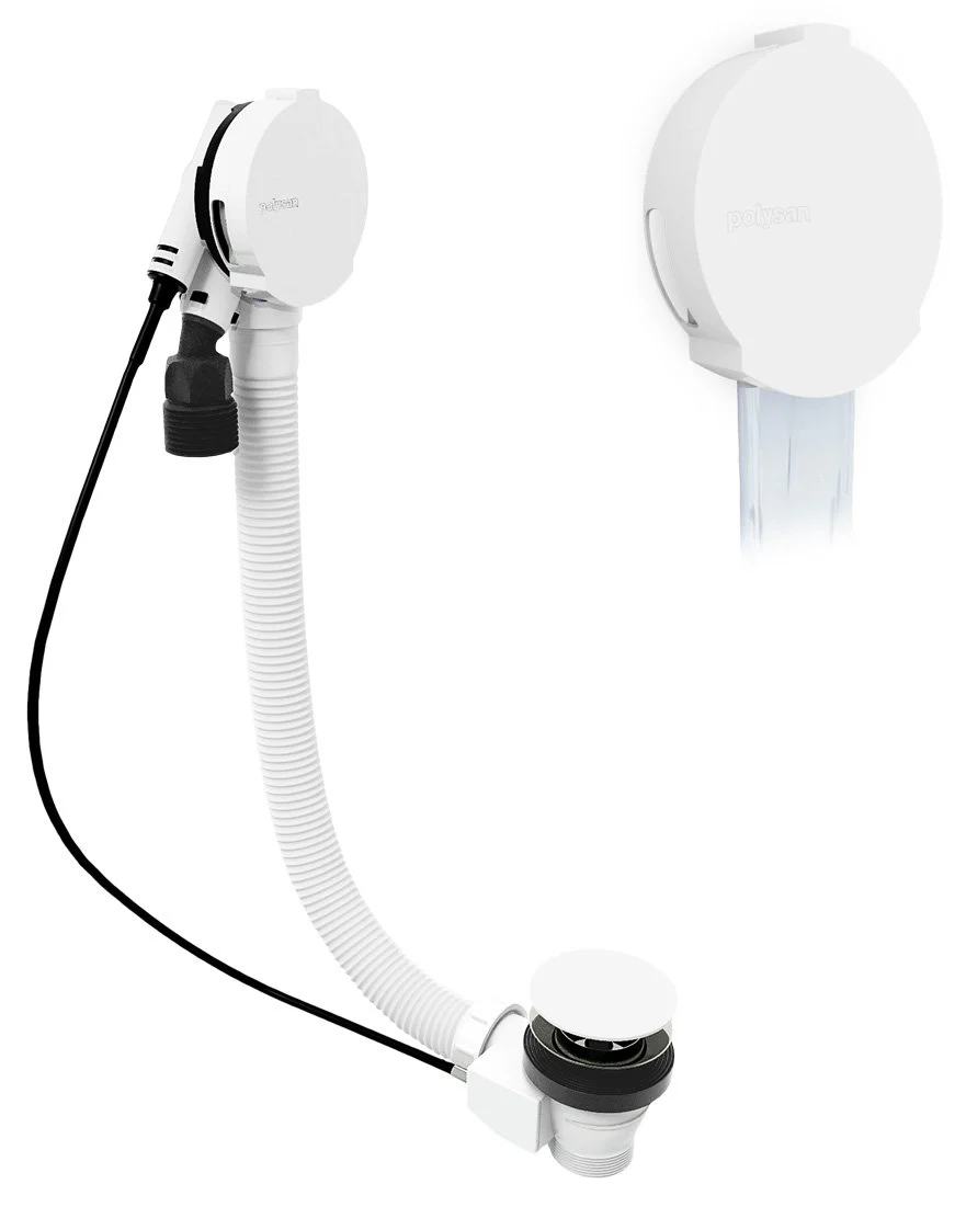 Polysan Afvoerplug Met Badvulling (L) 800 mm Met Plug 72 mm Wit