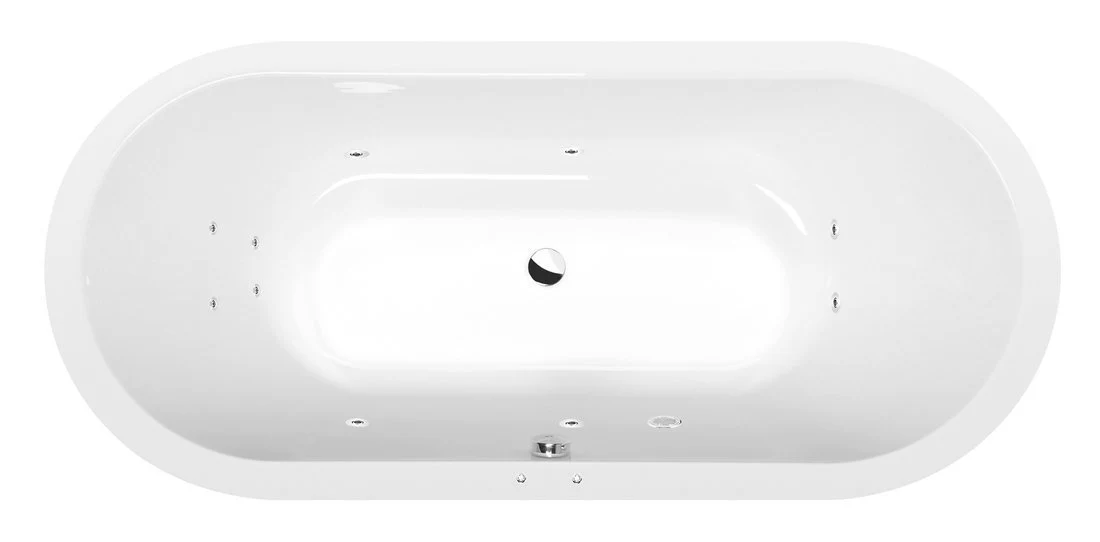 Viva O Acryl Ovaal Whirlpoolbad 185x80x47 Active Hydro Chroom