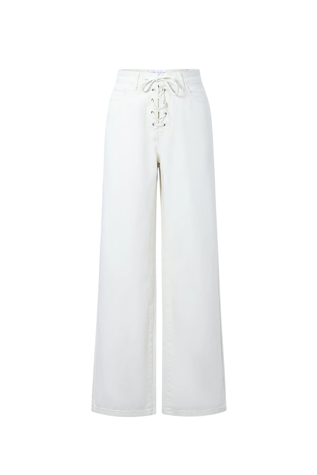 Jeans met vetersluiting