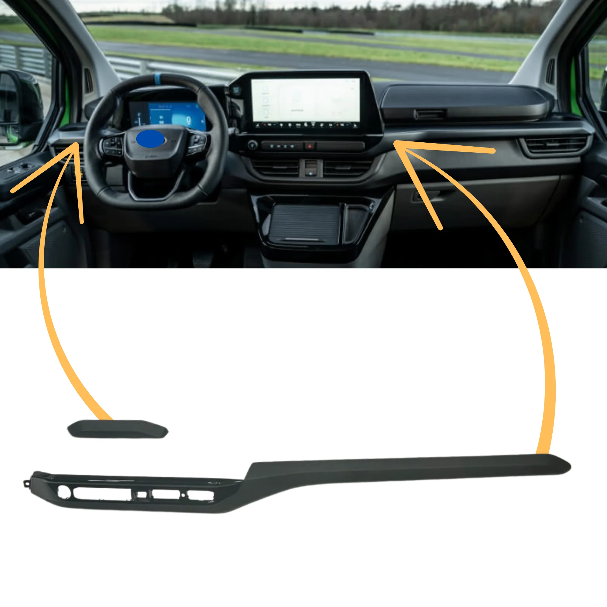 Voor nieuwe Transit Custom Lower Dash Trims – Matzwart | Van-X