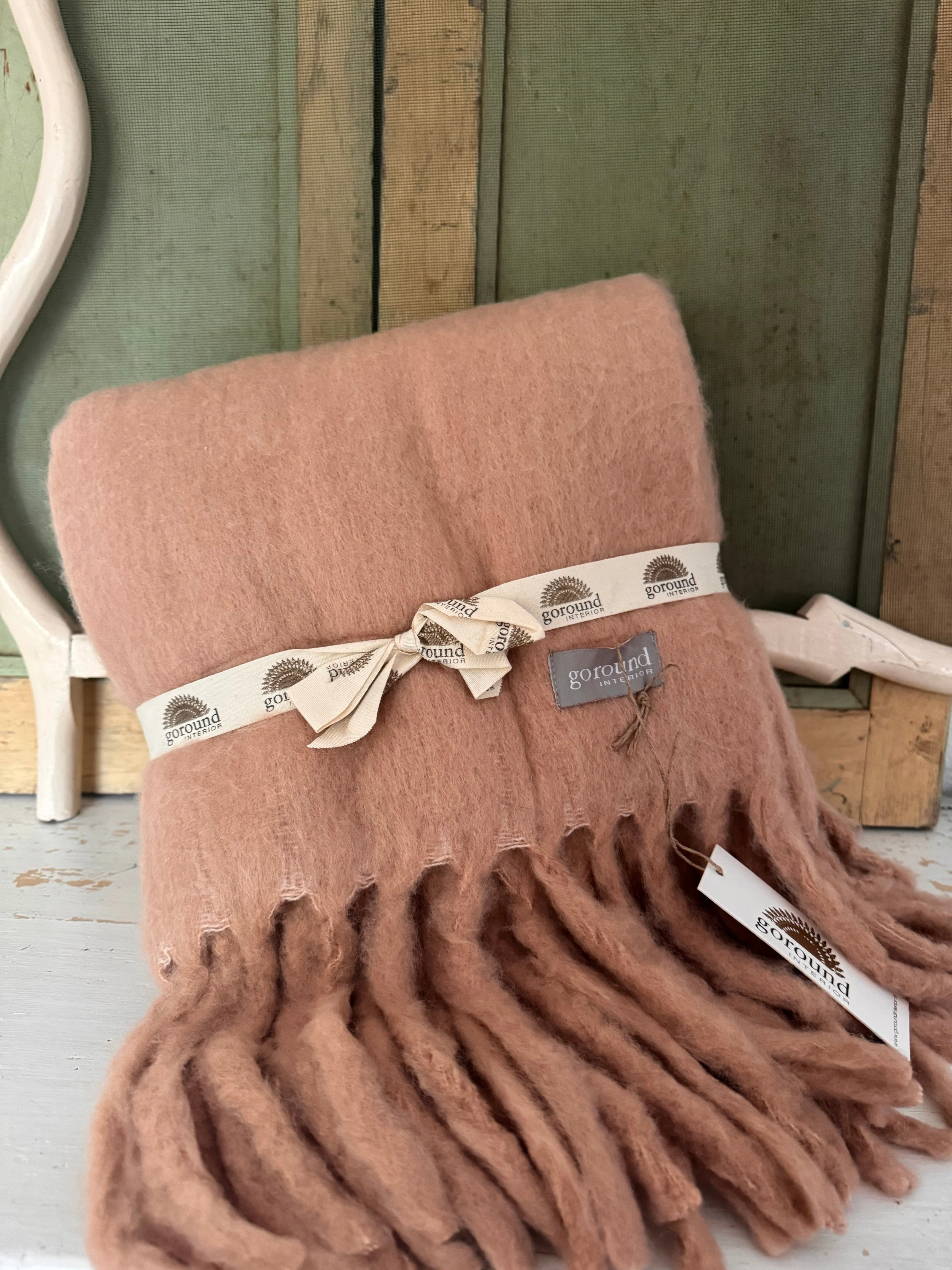 Wollen plaid / deken champagne