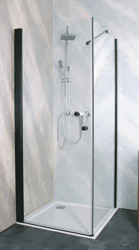 Douchecabine 100×100 mat zwart met draaideur en vaste wand
