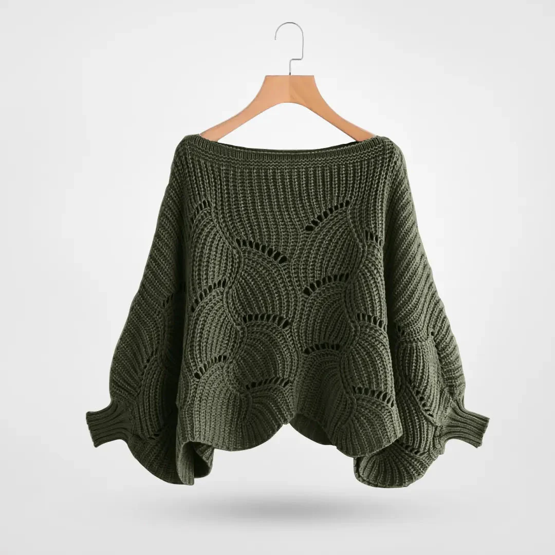 Trui Dames Zwart – Chic Gebreid met Vlindermouwen – Perfect voor Moeiteloze Stijl