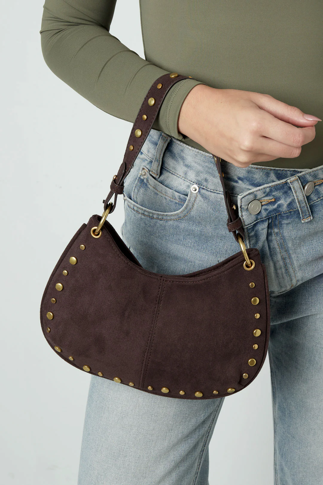 Schoudertassen Rivet Casual Suède Dagelijkse Accessoires