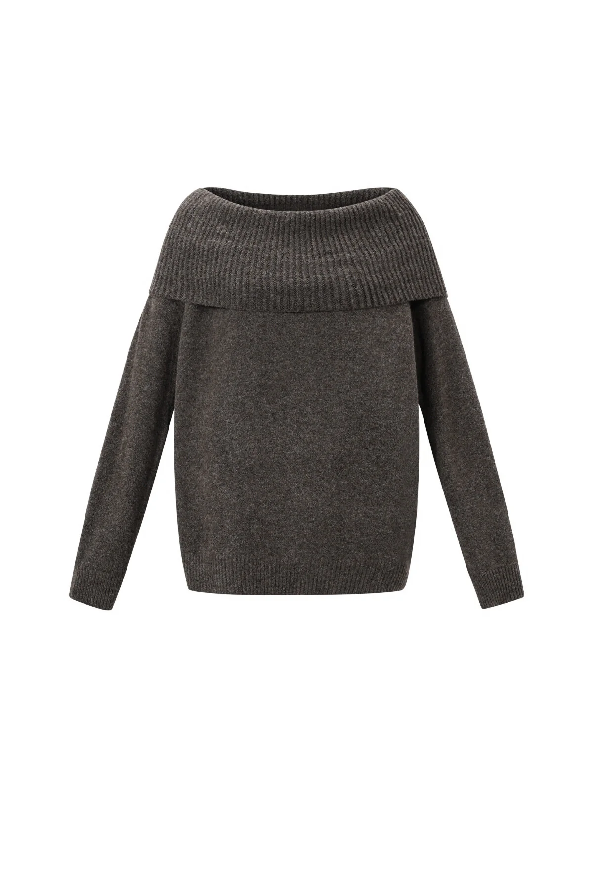 Gebreide Polyestervezel Vrouwen Off-Shoulder Trui Elegant Solide Kleur