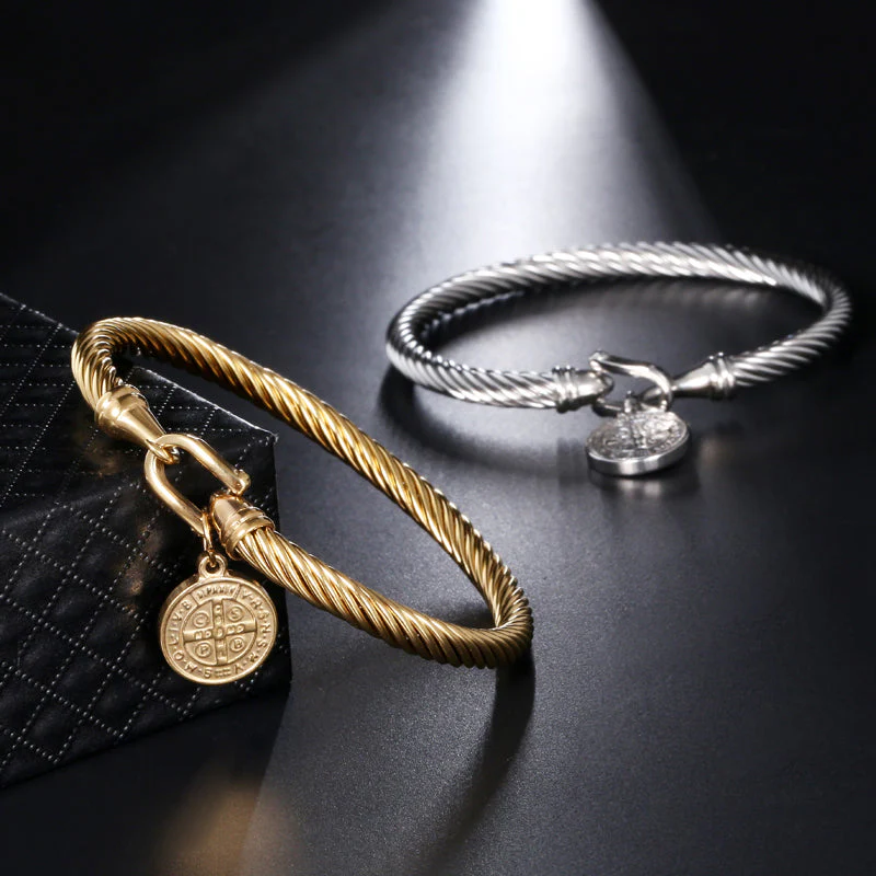 Bedelarmband Heilige Benedictus Goudkleurig – Religieuze Heren/Dames Armband