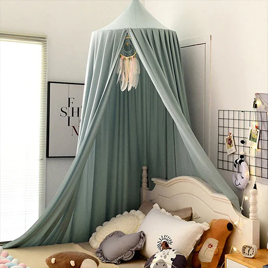 ATTREZZO® Klamboe – Hoogte 250 cm Ø 65 cm – Lichtblauw – Kinderkamer – Babykamer