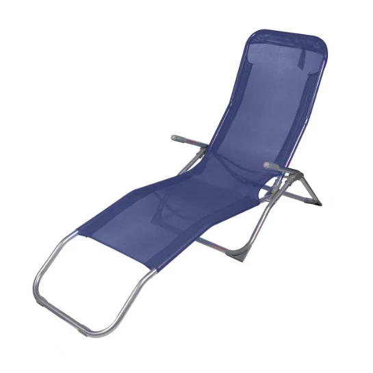 ATTREZZO® Ligbed – Verstelbaar – Opvouwbaar – Ligstoel – Tuin – Buiten – Zonnebed – Weerbestendig – Donkerblauw