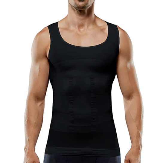 ATTREZZO® Corrigerend hemd mannen – Shapewear – Maat XL – Zwart