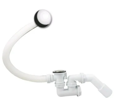 Bad afvoer combinatie met overloop en afvoerplug klikwaste Chroom/Mat Zwart