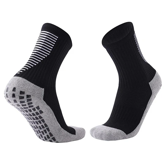 ATTREZZO® Premium sportsokken met extra grip – Zwart/Grijs – maat 38-45 – Extra Comfort – Anti blaren – Voetbal
