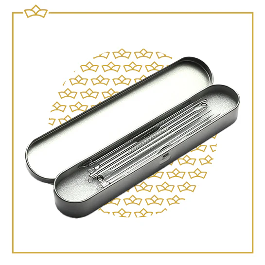 ATTREZZO® 9-delige set Mee eter verwijderen in luxe metalen etui – Puistjes verwijderen – Acne – Blackhead remover
