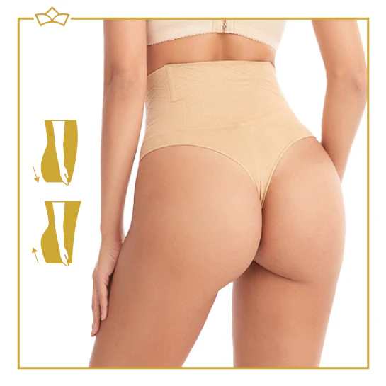 ATTREZZO® Butt lifter onderbroek – String – Billen lift broekje – Shapewear voor taille – Baleinen – Beige – Maat S