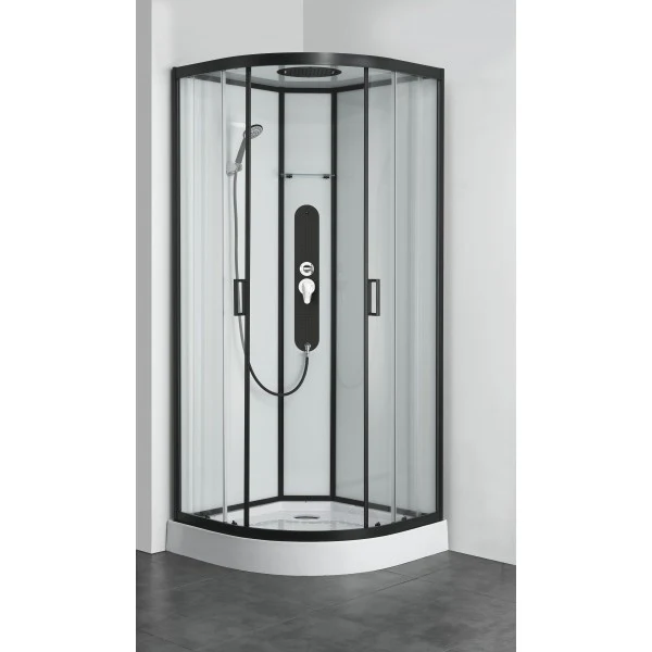 Douchecabine compleet kitvrij 90x90x225 kwartrond zwart Sky