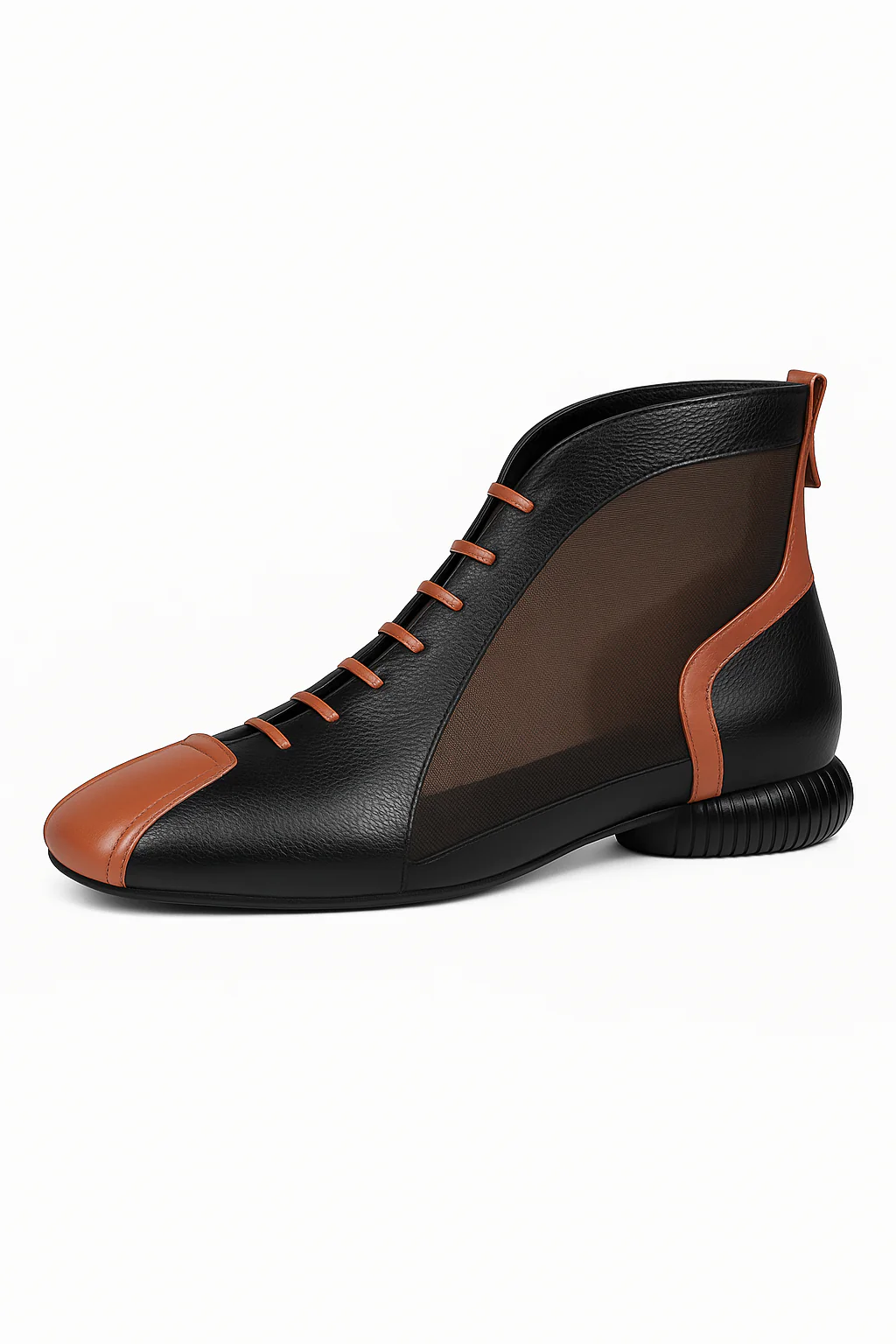 Zomerse tweekleurige mesh sneakers met lage leren zool