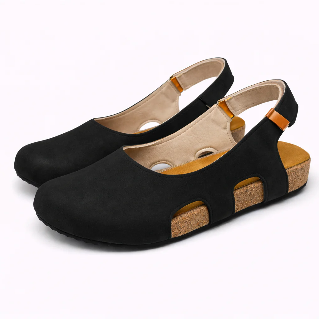 Slingback Zwarte Dames van Echt Leer, Hak 5cm, Ronde Neus: Elegantie & Comfort