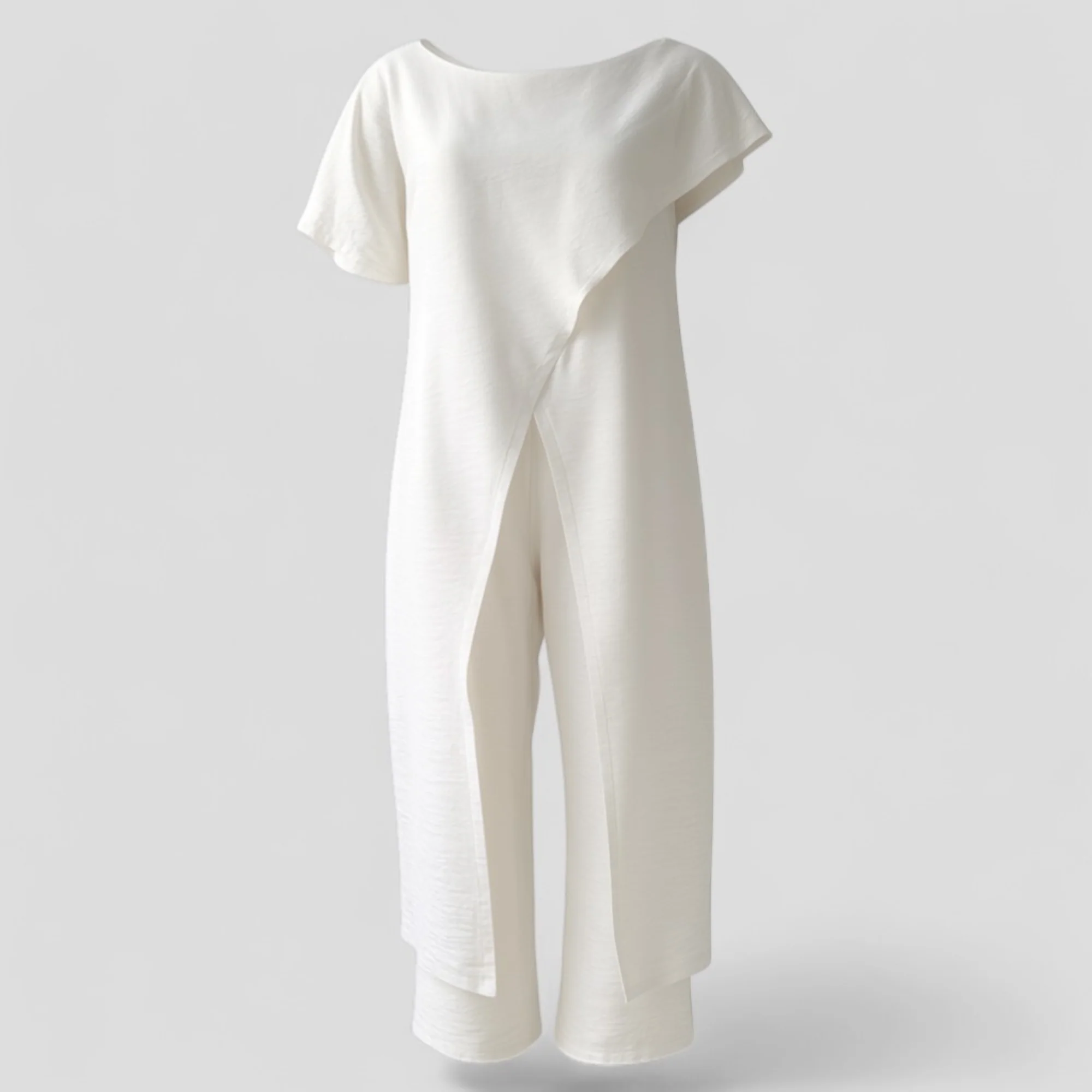Completo Donna Elegante Top Crop e Pantaloni Vita Alta – Tuta Estiva Casual