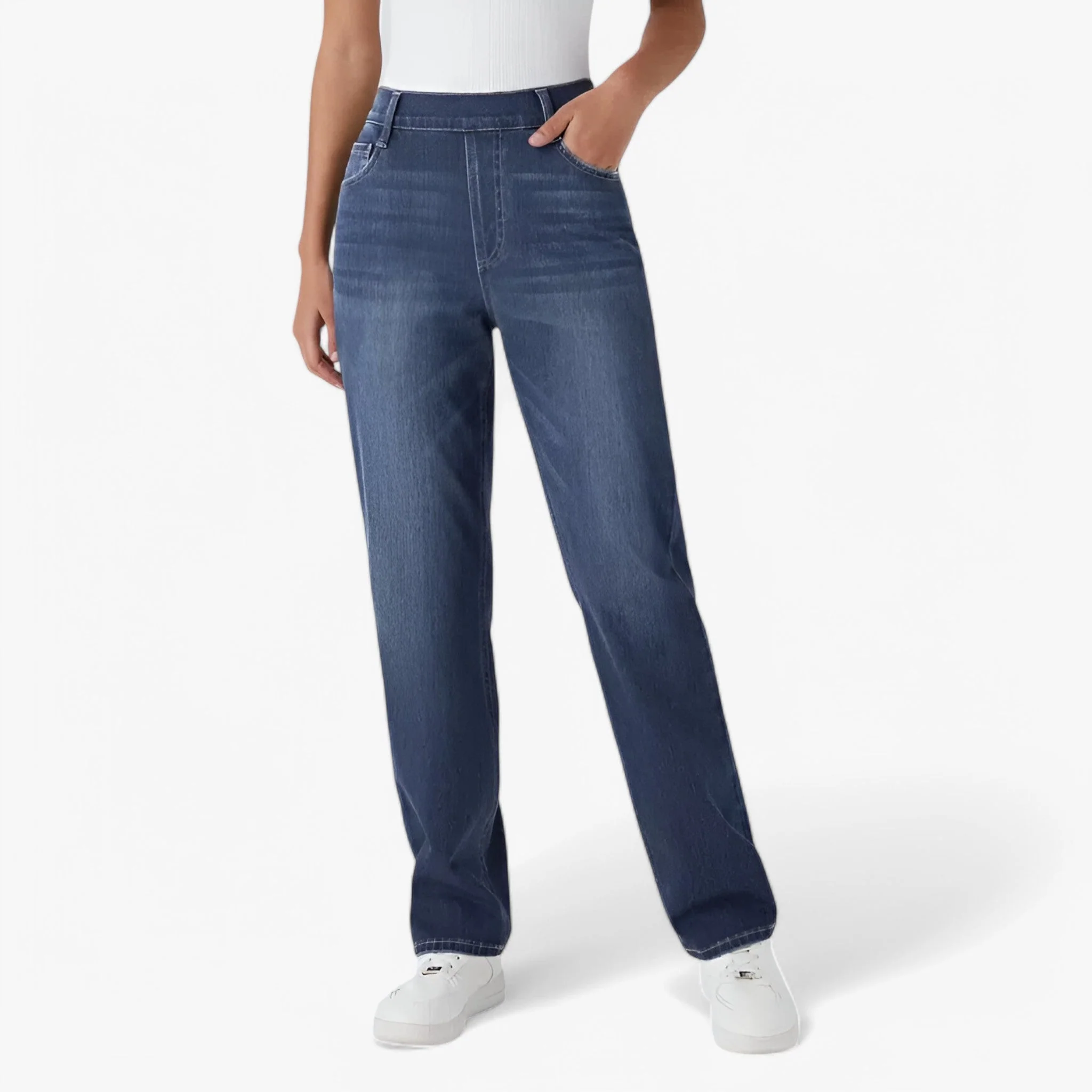 Dames Broek Zwart Hoge Taille met Elastische Band – Comfortabel & Stijlvol
