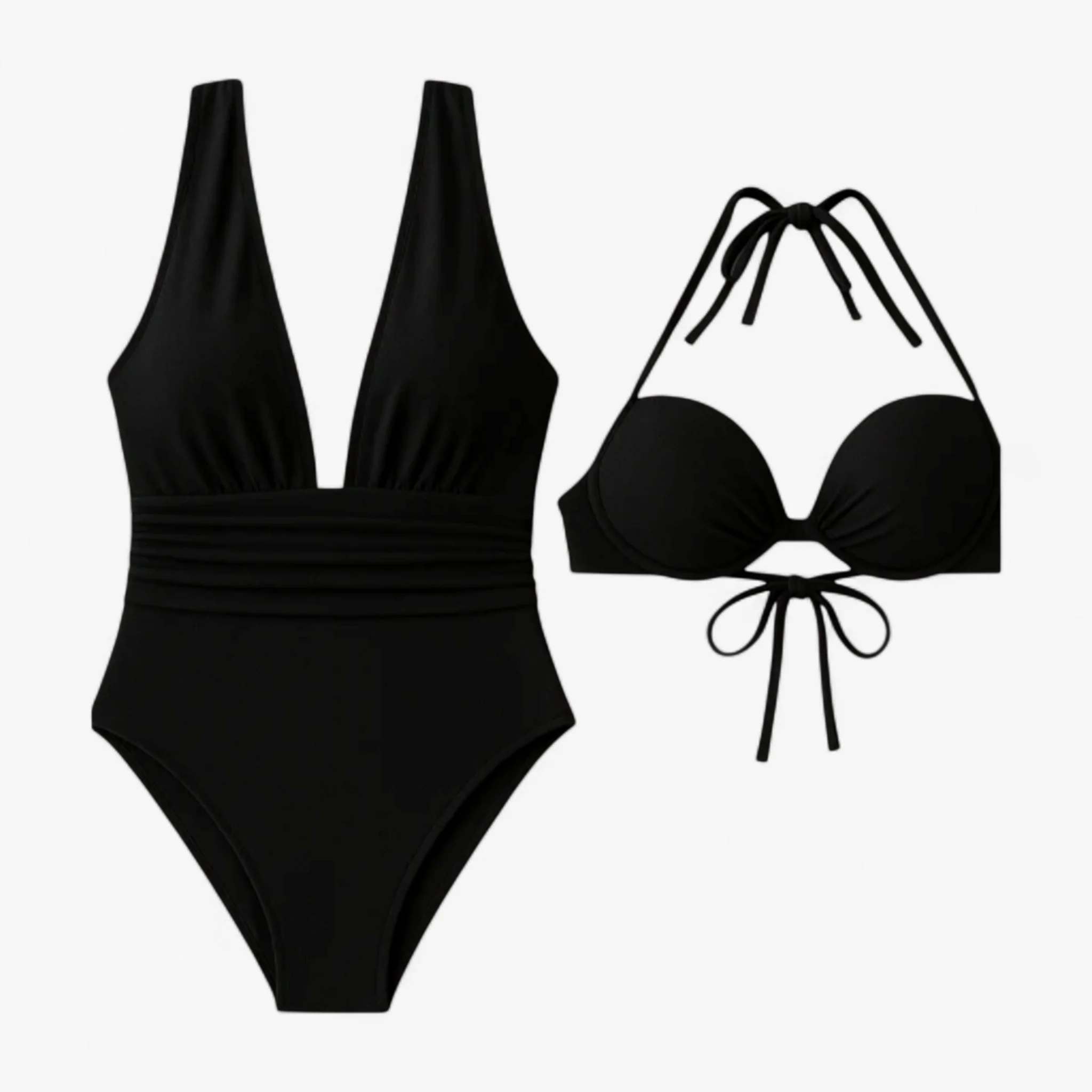 Badpak Dames Zwart – Elegant V-hals