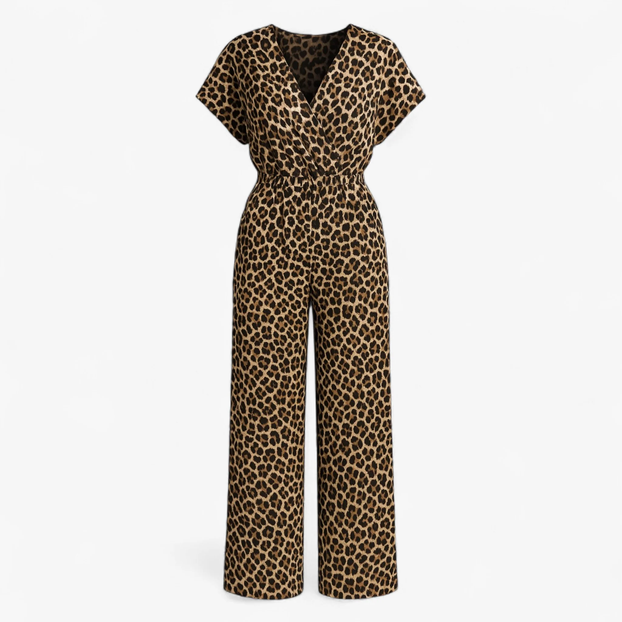 Dames Elegante Tuta met Panterprint – Bruin