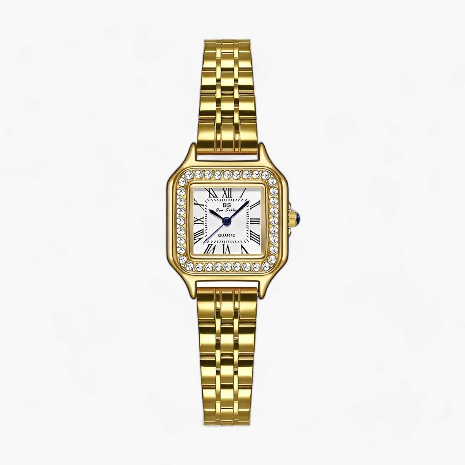 Luxueus Vierkant – Dames Horloge Zilver met Strass Accenten