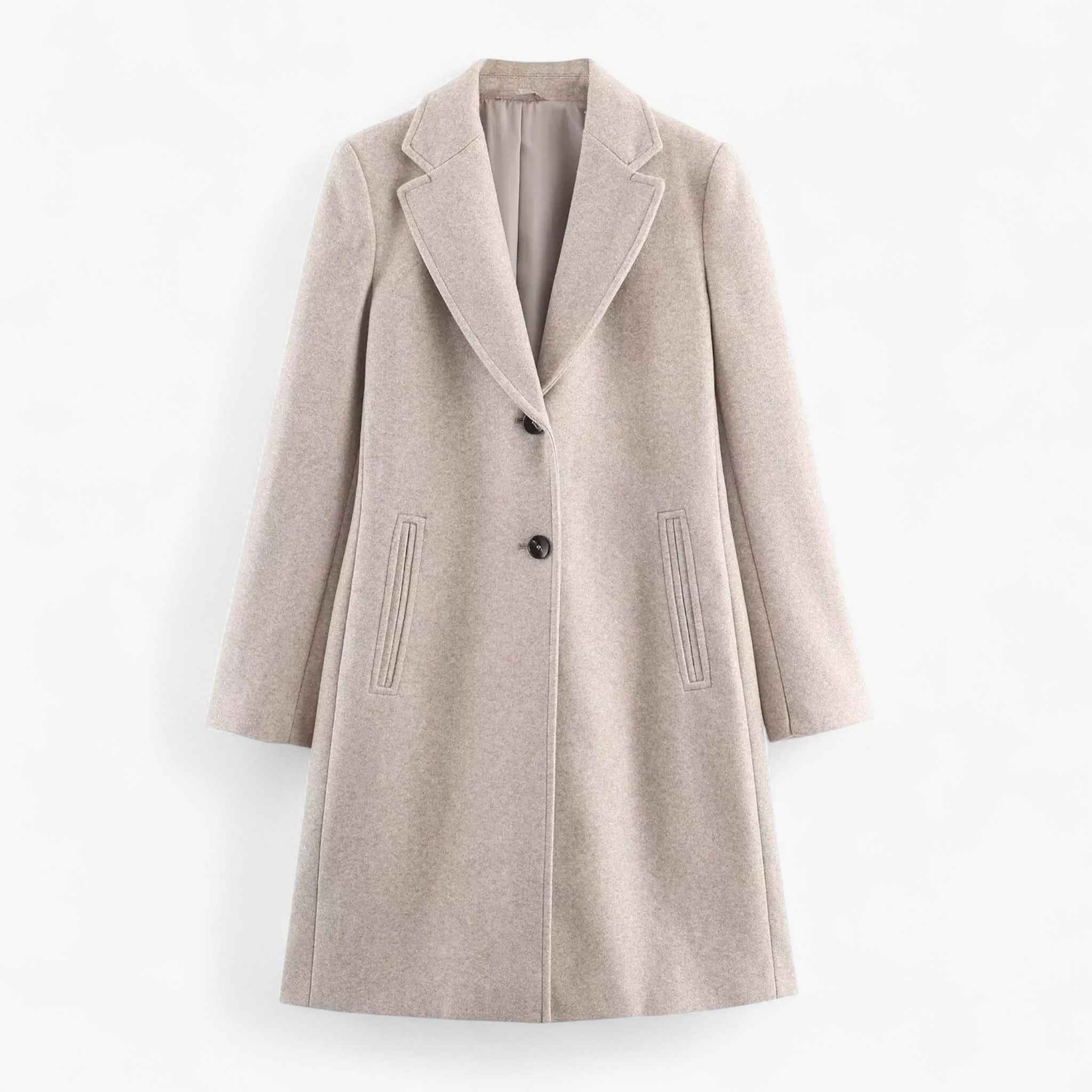 Jas Dames Khaki – Vintage Elegante met Schoudervulling