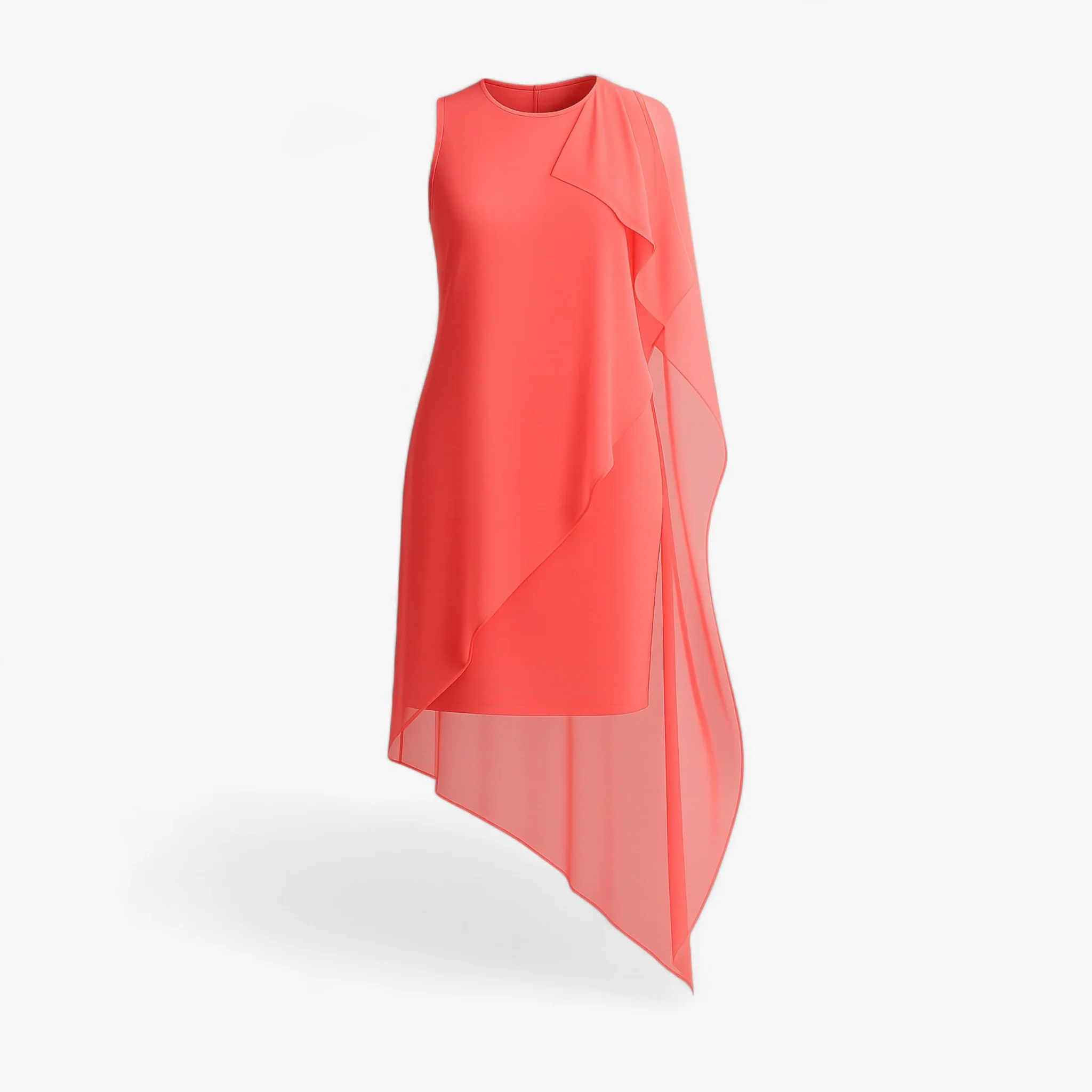 Dames Zomerjurk Zonder Mouwen Chiffon – Zalmroze