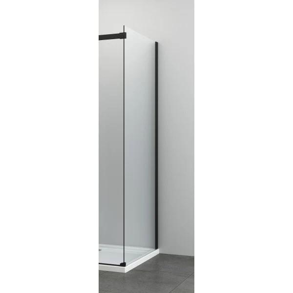 Zijwand 90×195 met mat zwart profiel tbv Sanotechnik Rollo