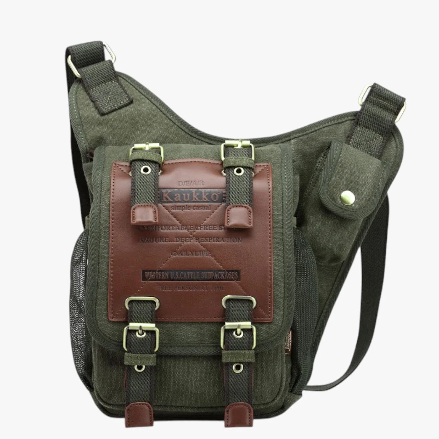 Heren Messenger Tas van Vintage Nylon Praktisch, Lichtgewicht, Altijd bij Jou – Khaki