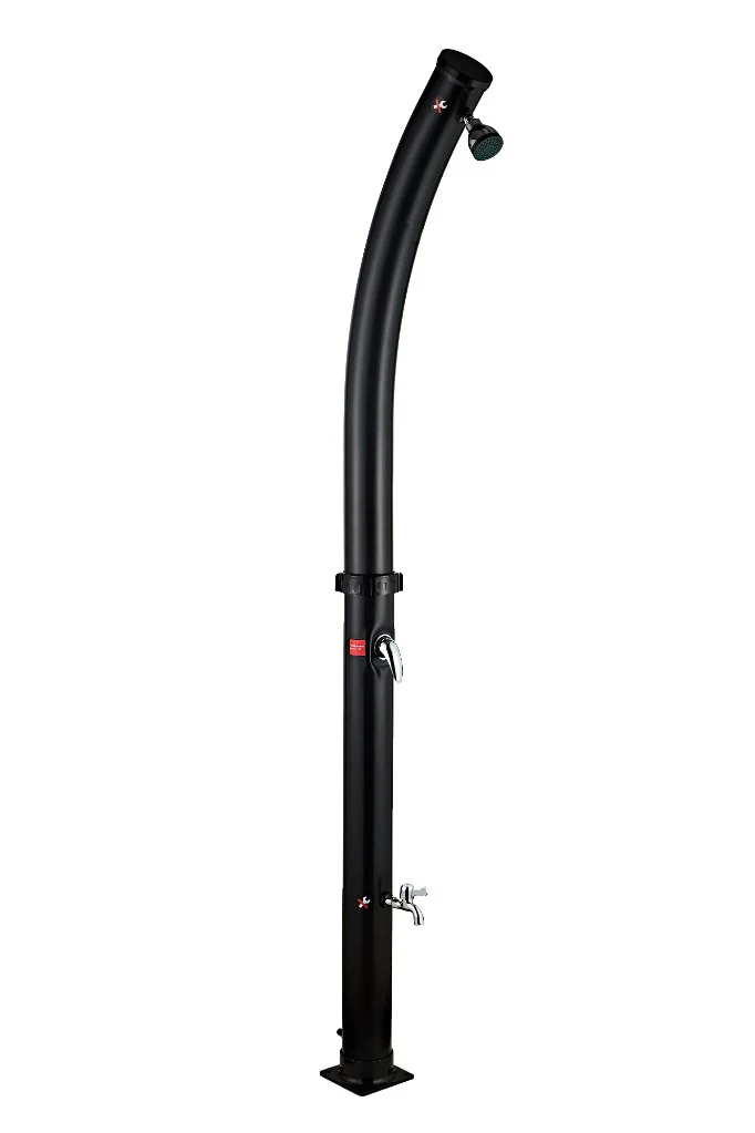 Sanotechnik Solar Buitendouche Gebogen Zwart 38L – Design Tuindouche met Voetdouche