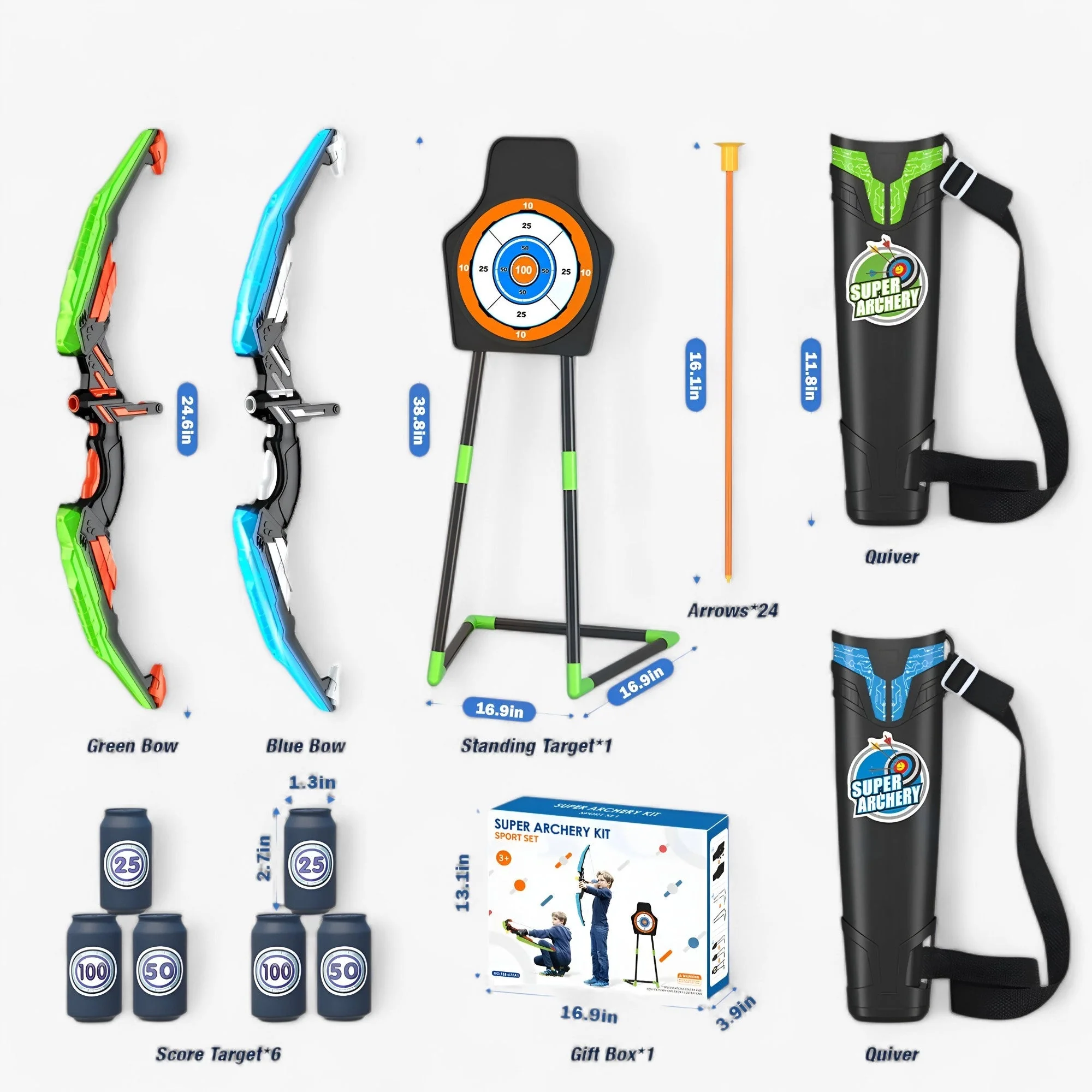 Kinderen’s Avontuurlijke Boog Set Outdoor Speelgoed – Groen Blauw