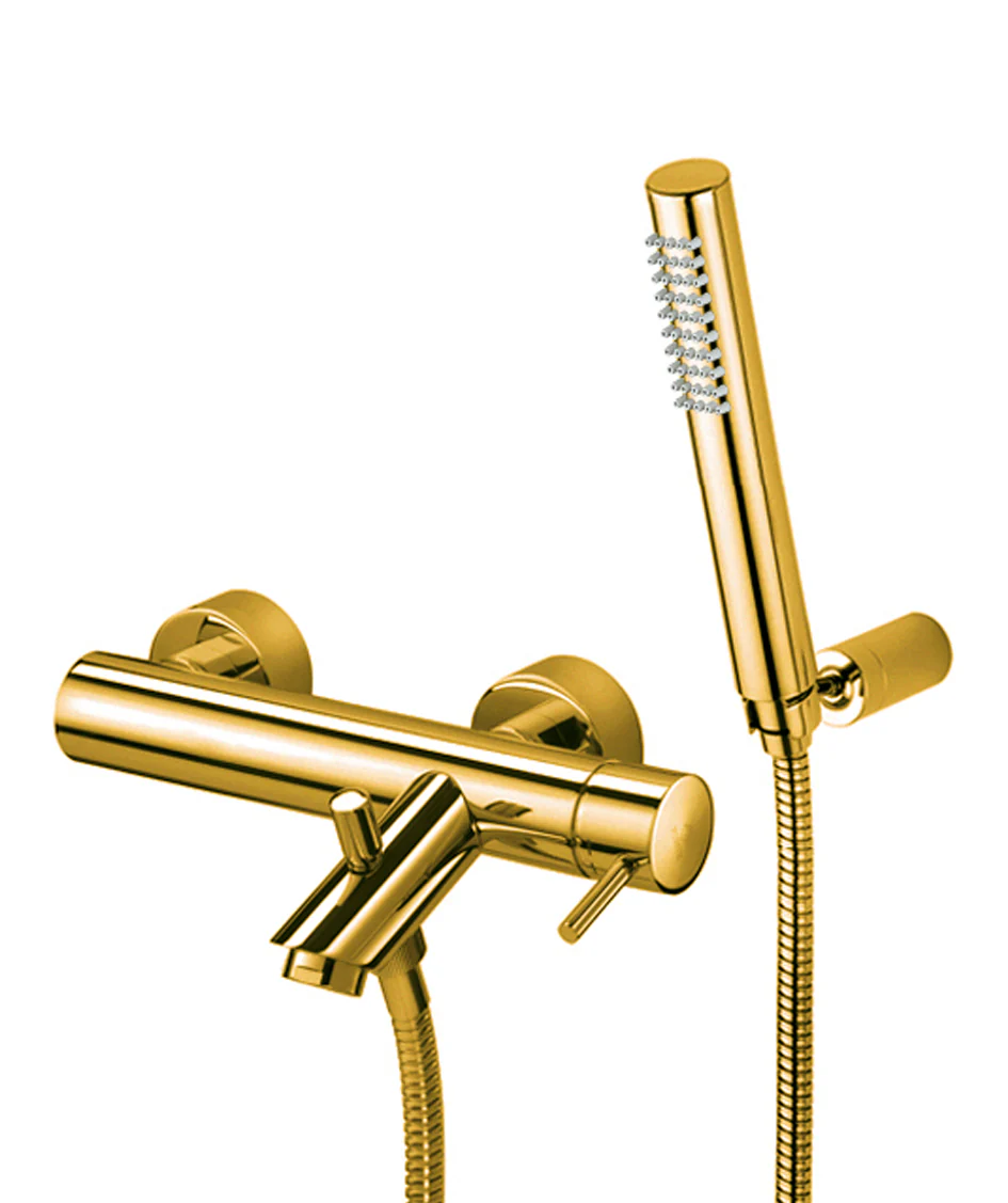 Paffoni Light Bad-/Douchemengkraan Opbouw Met Doucheset Honing Goud Paffoni Light Bad-/Douchemengkraan Opbouw Met Doucheset Honing Goud