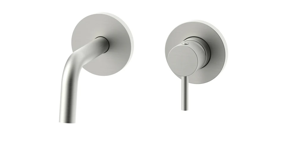 Paffoni Light Inbouw Wastafelkraan Met Uitloop 123 mm en 2 Rosetten Ø 70 mm RVS