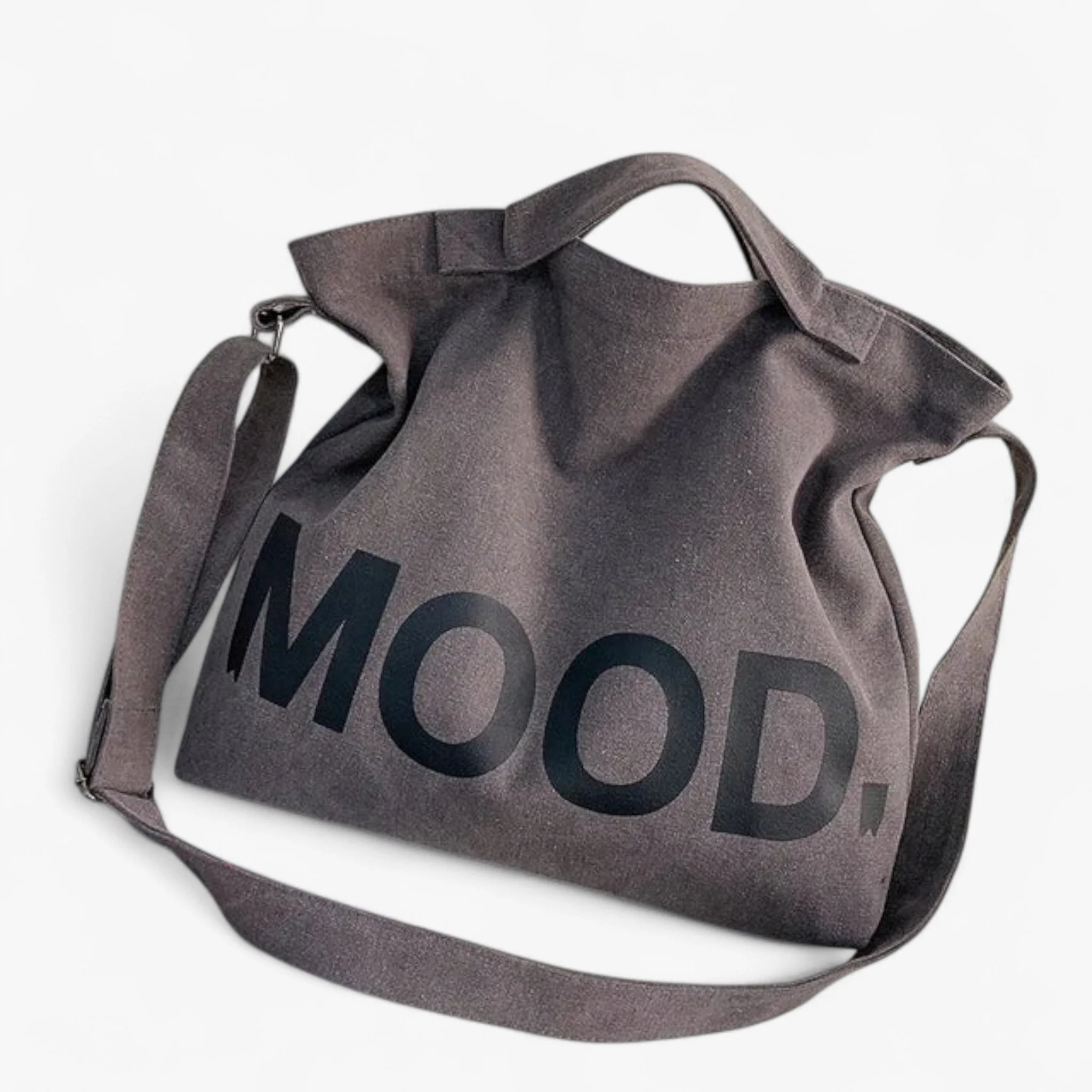 Canvas Tas met Zichtbare Print – Zwart