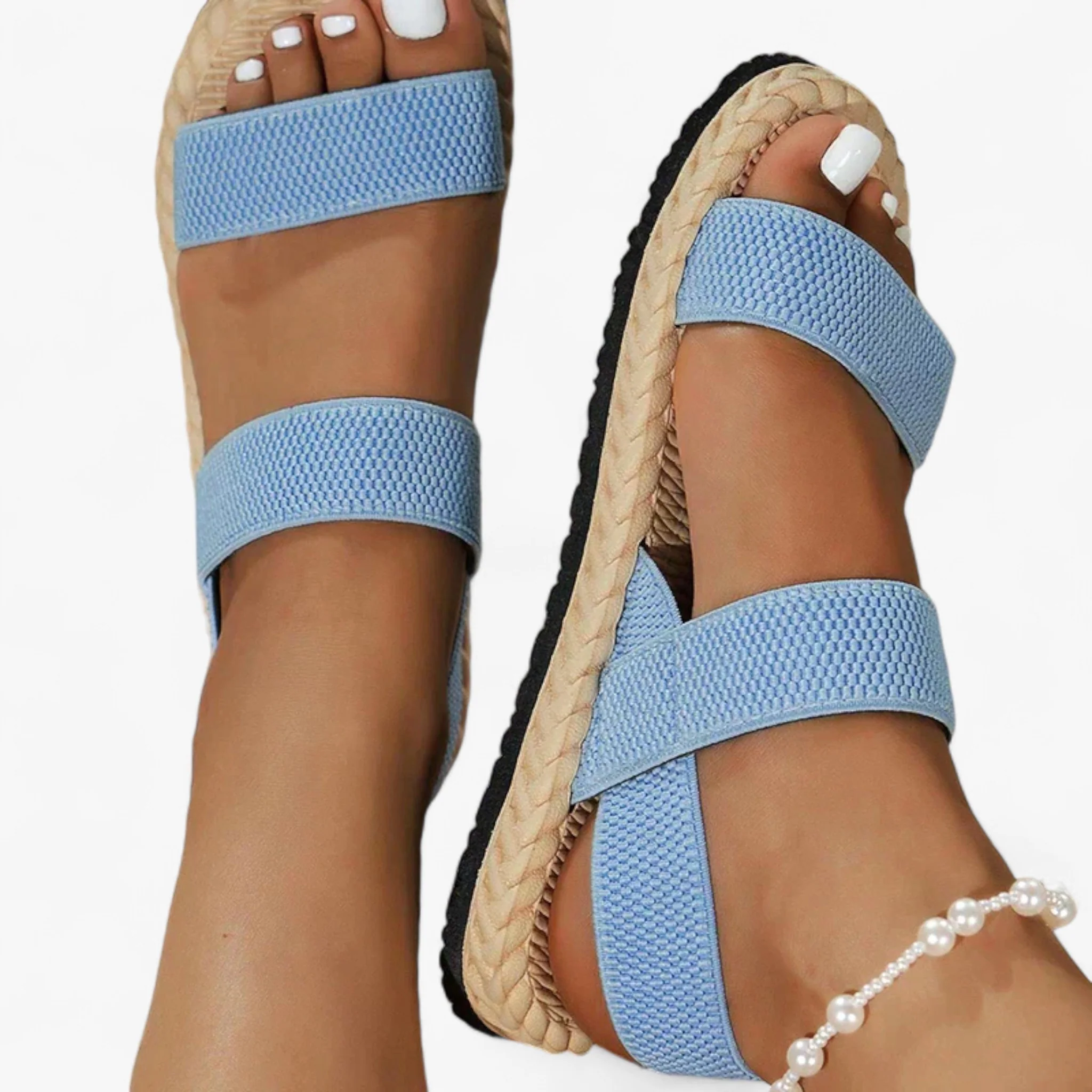 Orthopedische Sandalen Dames – Comfortabele Blauwe Leren Sandaal met Voetboogondersteuning